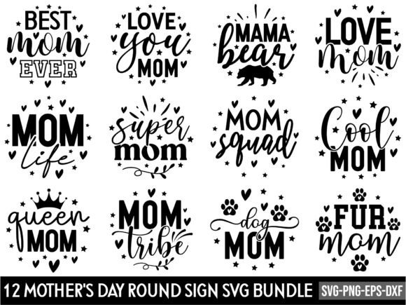 12 Mother’s Day Round Sign Svg Bundle: A Versatile Design Collection for Creative Projects