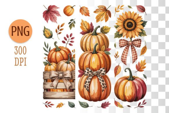 Fall Pumpkin Clipart – PNG with Leaves: A Versatile Digital Asset for Autumn Creativity
