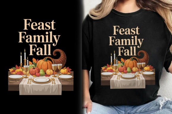 Feast Family Fall Turkey Day T-Shirt: A Versatile Design for Creative Projects
