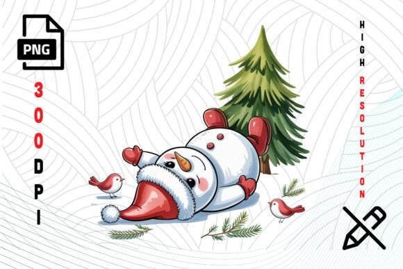 Funny Snowman with Christmas Tree