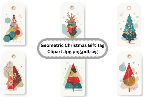 Geometric Christmas Gift Tags Clipart