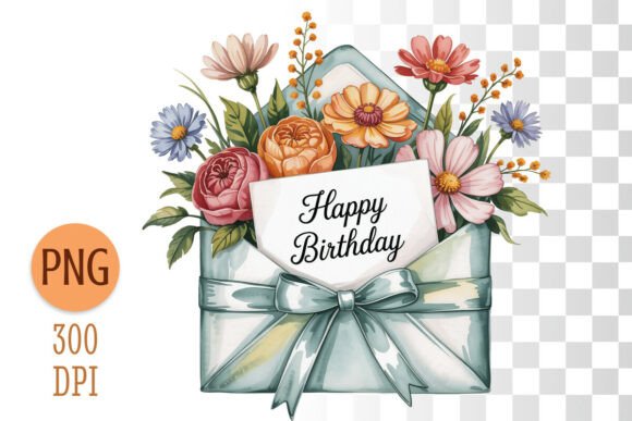 Happy Birthday Floral Sublimation PNG