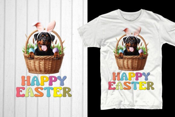 Happy Easter Day. Rottweiler Dog