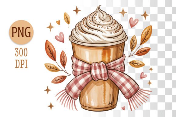 Pumpkin Spice Latte Clipart Autumn PNG: A Versatile Design for Fall Crafts and Commercial Use