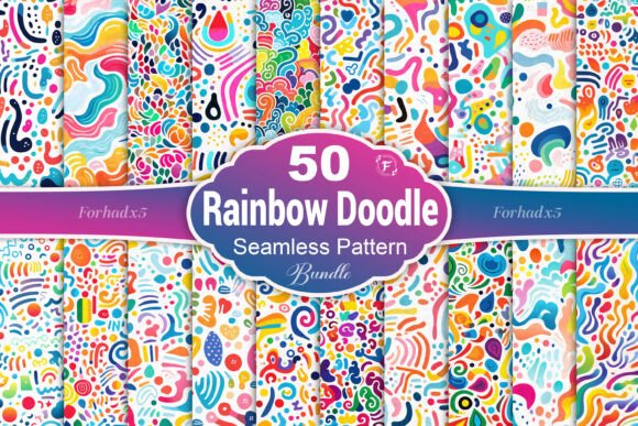 Rainbow Doodles Seamless Pattern: A Burst of Color for Creative Expression