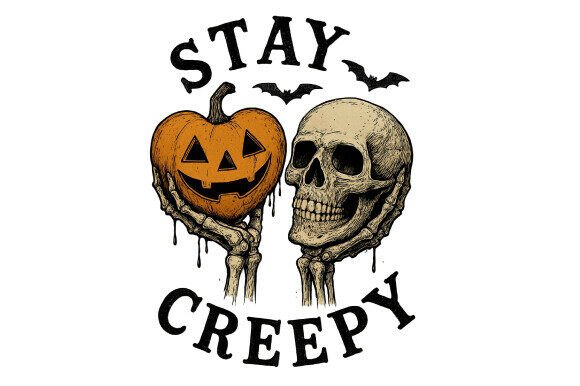 Stay Creepy PNG, Retro Halloween Pumpkin: A Unique Design for Creative Projects